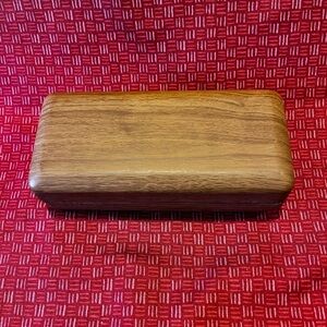 Wooden Rectangular eyeglass case Box natural wood brown women’s men’s EUC